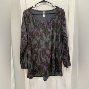 ROE Purple and Gray Patterned Long Sleeve Top